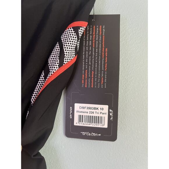 Orca Womens 226 Tri Pant, Black Orange White Triathlon Short pant UK 10 US SMALL - Picture 4 of 8
